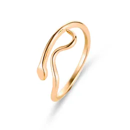 Statement Snake-Shaped Ring For Women Simple Water Ripple Open Adjustable Wedding Ring Couple Fashion Ring Bague Femme Wholesale