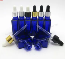 12 x 30 ml tragbare blaue quadratische Augentropfflaschen aus Glas, Aromatherapie-Behälter, 1 Unze, leere E-Flüssigkeitsfläschchen, hohe Menge