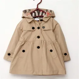 Nuovi vestiti per bambini Primavera Autunno Ragazza Principessa Cappotto Tinta unita Trench monopetto medio-lungo Capispalla per bambini