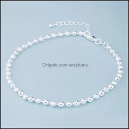 Anklets Jewelry Summer Fashion 925 Sterling Sier Chain for Women Beach Party Beads Onglet Bracelet Girl Girl Gifts 2t1ae