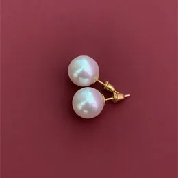 Positive Round Natural Pearl Stud Earrings Ins Bulbs Fever The Same 925 Sterling Silver Bead Simple Fashion All-Match Jewelry