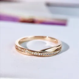 14K Rose Gold Twist setting Deputy ring moissanite jewelry Wedding Anniversary special style