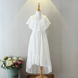 Färska tjejer teenage lace ruffles krage klänning vit blomma sjöjungfrun hej låga äldre kläder 210529