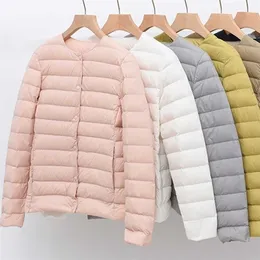 Lightweight Padded Jacket's Jackets Spring Collarless Ultralight Quilted Coat for Women Warm Winter Down Coats Light 211108