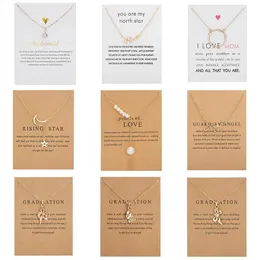 8 Models Wish Card Butterfly Pearl Letter Moon Star Pendant Necklace Women Clavicle Chain Choker Wedding Couple