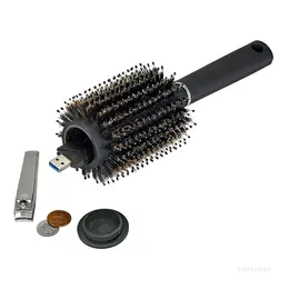 Tajne pudełka do przechowywania Szczotka do włosów Czarny Stash Bezpieczne Diversion Secret Security Hairbrush Ukryte kosztowności Hollow Container Roller Grzebień T2I52253