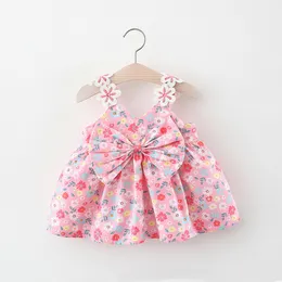 Summer Baby Girl's Close Cute Bow Princess Dress for Girl 1 Year Baby Birthday Party Sukienki Niemowlę Odzież Toddler Sundress Q0716