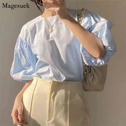 Koreanische Puff Kurzarm Sommer Tops Für Frauen Lose Vintage Damen Blosue Mode Plus Größe Weiße Frau Hemd Blusas 14668 210512