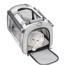 猫のキャリア、クレートハウス透明な犬のバッグパッケージの携帯用ペット通気性の折りたたみバックパック車の猫キャリアケージ