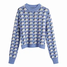 Kvinnor Höst Vintage Stickade Pullovers Tröjor O-Neck Långärmad Animal Jacquard Kvinna Slim Street Elasticity Sweater 210513