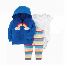 2018 New Bebe Baby Girls Boys Clothes Long Sleeves Hoodies Sweater+trousers+bodysuits Winter 3 Pieces Sets Newborn Baby Clothing G1023