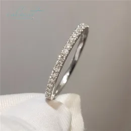 inbeaut 18K White Gold Plated Pass Diamond Test Round Excellent Cut 0.1 ct Micro D Color Ring 925 Siver Party Jewelry 210924