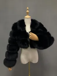 Furma damska Faux z długim rękawem kobiety krótki płaszcz zima gruba puszysta ciepła odzież wierzchnia luksusowa kurtka elegancki mujer bontjas 2021