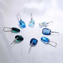 BAFFIN Original Crystals From Swarovski Square Drop Earrings Big Hanging Pendientes Women Silver Color Statement Jewelry