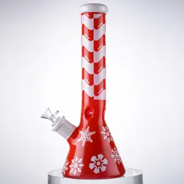 7 mm dicker Weihnachts-Bong im Weihnachtsstil, Glasbongs, berauschende Wasserpfeifen, gerade Rohrbecher-Wasserpfeife mit Schüssel, diffuses Downstem-Dab-Rigs