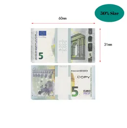 50% Rozmiar Nowy fałszywy banknot 10 20 50 100 200 200 Dollar Euro Realistyczne paski zabawek Props Kopiuj walutę pieniądze Faux-Billety