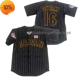 커스텀 남성 여성 어린이 일본 16 Ohtani Jerseys 자수 검은 힙합 거리 문화 2020 여름 모든 이름 번호