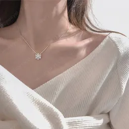 Mode flash cubic zircon snöflinga hängsmycke halsband clavicle chain rose guld silver färg halsband för kvinnor