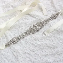 Hochzeitsflügel Braut Brautkleider Gürtel Strasssteinkristallband Abschlussball Handgemachte Silberfläule