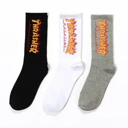 Hip Hop Fire Socks Men Harajuku Streetwear Skate Socks Cotton Calcetines Outdoor Sports