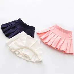 Autumn Spring Summer Casual 3 4-8 10 12 Years Kids Cotton School Solid Color Training Dance Skirt With Shorts For Baby Girl 210414