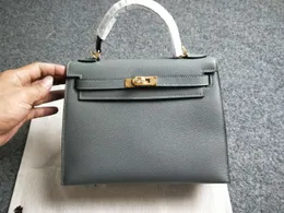 birkinbag quality Helmet Highest bag Birkinbagbag Brand 25cm Handmade Vert Amanda Color Epsom Leather Wax Thread Gold and Silver Hardware Wholesale Price Fas