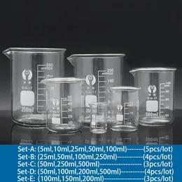 Laboratorietillbehör Set A-F Borosilikatglasbägare Värmebeständig skalad mätkopp med laboratorieutrustning