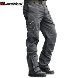 Pantaloni cargo casual da uomo militare MAGCOMSEN Pantaloni da lavoro neri tattici in cotone Pantaloni da combattimento dell'esercito di caccia di tiro Airsoft allentati 210406