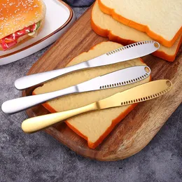 Smör spridare multiuse med rostfritt stål smör kniv Serrated Edge Shredding Slots Lätt att hålla för bröd smör ost Jam RRA9367