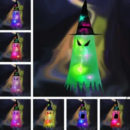 NEWHome Halloween chapeaux chapeau de sorcière casquettes fantômes lumineux environnement mise en page accessoires fête atmosphère décoration fantômes pendentif led ZZD9208