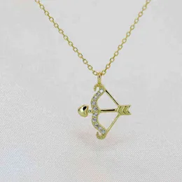 Chain Necklace 925 Sterling Silver 14k Gold Plated Cupid Arrow Love Pendant Clavicle Women Party Jewelry