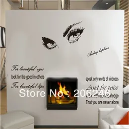 "Olhos de Audrey Hepburn" Personagens ingleses dizendo Vinyl Wall Art Decals Janela Adesivos Home Decor 210420