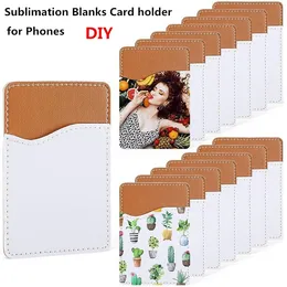 DIY Sublimation Blanks cellPhone Wallet Adhesive PU Leather Card Holder For Back Of Phone Stick Slim Credit Card Case