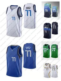 nuova maglia da basket Luka Doncic City Vintage Jerseys Bianco Blu 2021