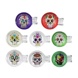 Colorful Glass Skull Smoking Ashtrays Portable Dry Herb Tobacco Cigarette Holder Ashtray Innovative Design Preroll Rolling Cigar Tips Support Base Container DHL