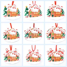 Juldekoration träd hus prydnad födelsedagsfest presentprodukt personlig familj av 2-10 huvud ornament pandemic diy harts tillbehör w-00892