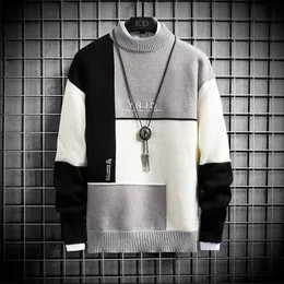 Men's Sweaters Men Patchwork Pullover Sweater Autumn And Winter Full Sleeve O-Neck Top