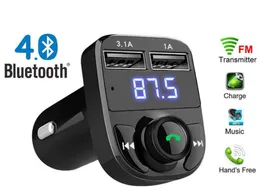 X8 FM Verici Aux Modülatör Bluetooth Handsfree Araç Kiti Araç Ses MP3 Çalar 3.1A Hızlı Şarj Çift USB Şarj Aksesuarı