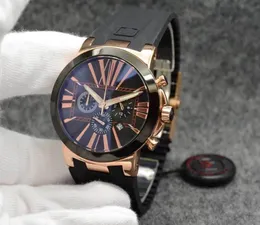 Black Limited watch Individual Style Dual Time Exquisit Men Watch Chronograph Quartz Roman Marine Diver Hispania Mens Watches Hammerhead Shark Blue Rubber Band