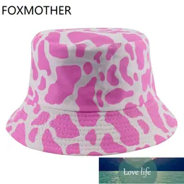 FOXMOTHER New Fall Fashion Black Pink Cow Print Bucket Hats Women Fisherman Caps Autumn Factory price expert design Quality Latest Style Original Status