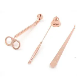 Set di accessori per candele 3 in 1 Forbici Taglierina Candele Taglia stoppini Set di accessori per spegnitore Oro rosa Nero Argento DAW252