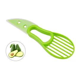 Multifunktion 3-i-1 Avokado Slicer Shea Corer Smör Peeler Fruktskärare Massa Separator Plastkniv Kök Vegetabiliska verktyg