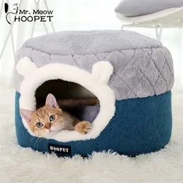 Hoopet Pet Cat Cesta Casa Casa Caverna Quente Caverna Para Cão Filhote De Cachorro Home Dormir Teddy Confortável 211111