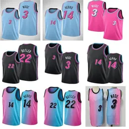 Basketbol 55 14 Dwyane 3 Wade Jersey Jimmy 22 Butler Formalar Pembe Erkekler