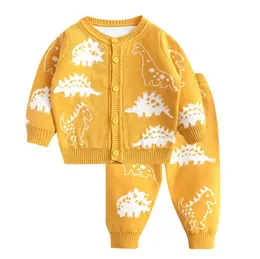 Baby Boy Girl Ubrania Zestawy Wiosna Jesień Solidna Urodzona Odzież Z Długim Rękawem Topy + Spodnie Outfits Casual Piżamy 210429