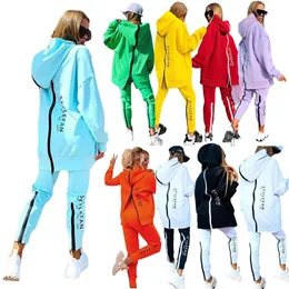 Womens Tracksuits Två Piece Set TrackSuit Jogging Suit Streetwear Running Sportkläder Zipper Hoodies Long Pant