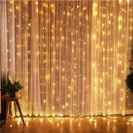 1×3 2×2 2×3 3×3mのカーテンLEDの不正な妖精の弦の光屋外のクリスマスの花輪光のための屋外のクリスマスのガーランドライト照明Y0720