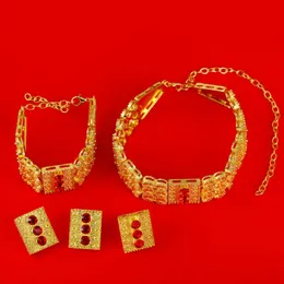 Orecchini Collana Set di gioielli etiopi in oro Girocolli di grandi dimensioni Bracciale con anello Eritrea Habesha Africa Set da sposa