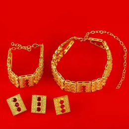 Orecchini Collana Set di gioielli etiopi in oro Girocolli di grandi dimensioni Bracciale con anello Eritrea Habesha Africa Set da sposa