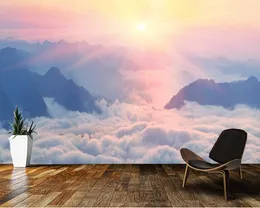 壁紙Papel de Parede山の日光雲の自然な風景3D壁紙壁画、リビングルームテレビ壁寝室の家具